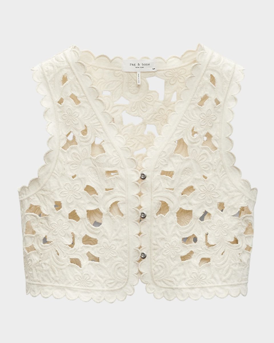Coralie Floral Cut-Out Cropped Vest